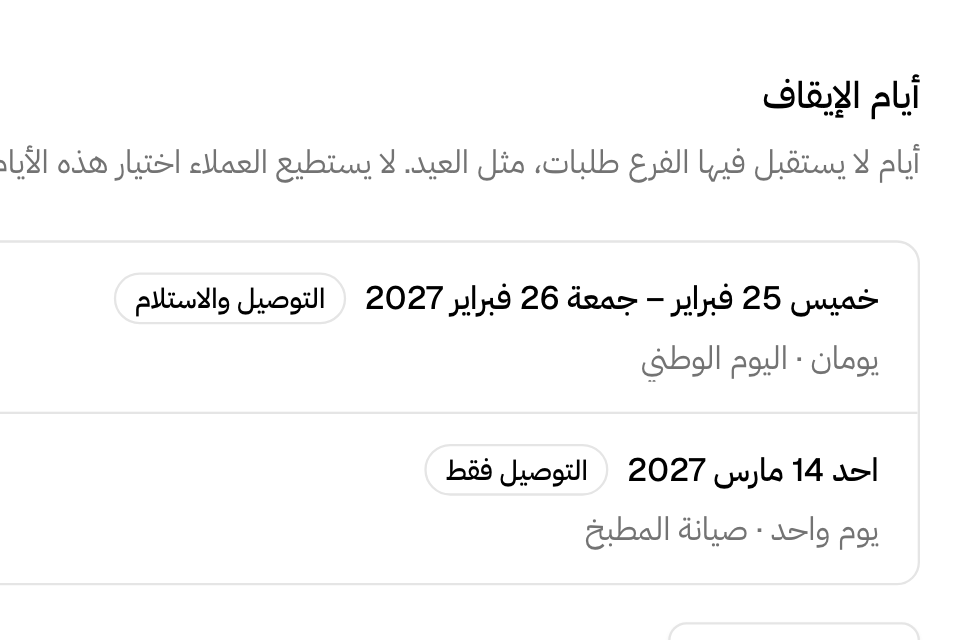 أيام الإيقاف في الفرع، وما يوقفه كل منها