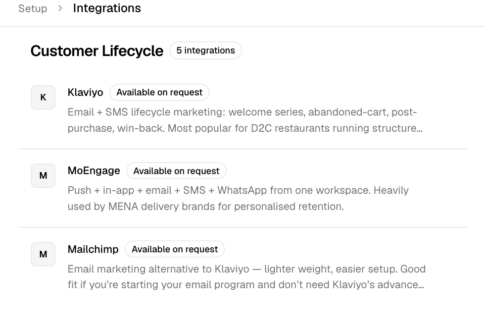 Tools that show Available on request