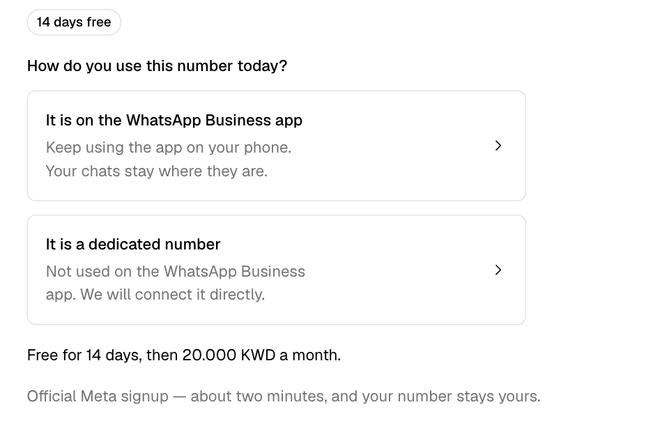 Choose how you use the number today before Meta's sign-up opens