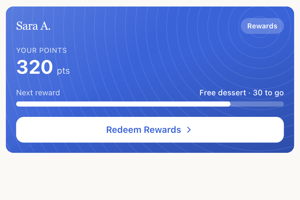 The loyalty card on the store home page