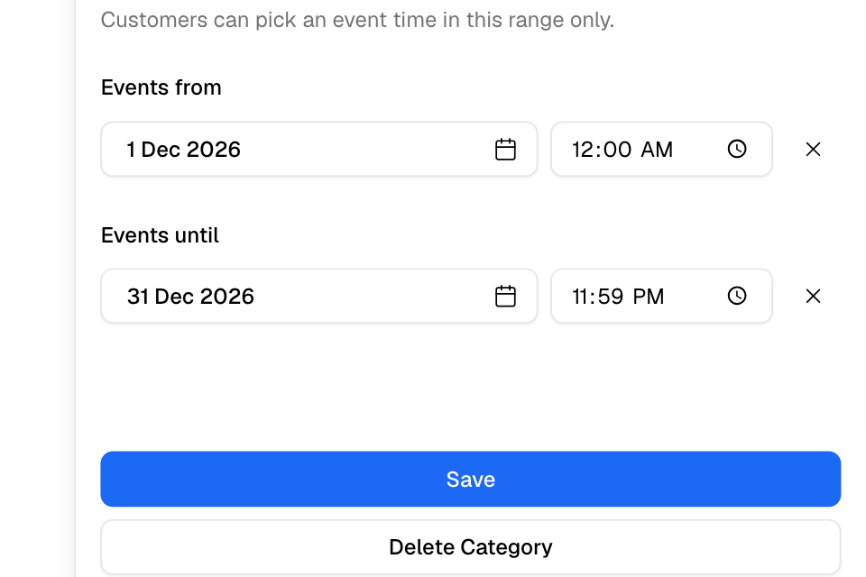 Event dates on a category