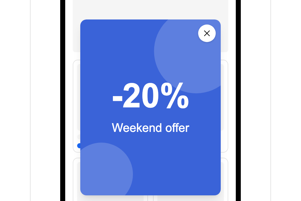 An image that pops up when customers open your website