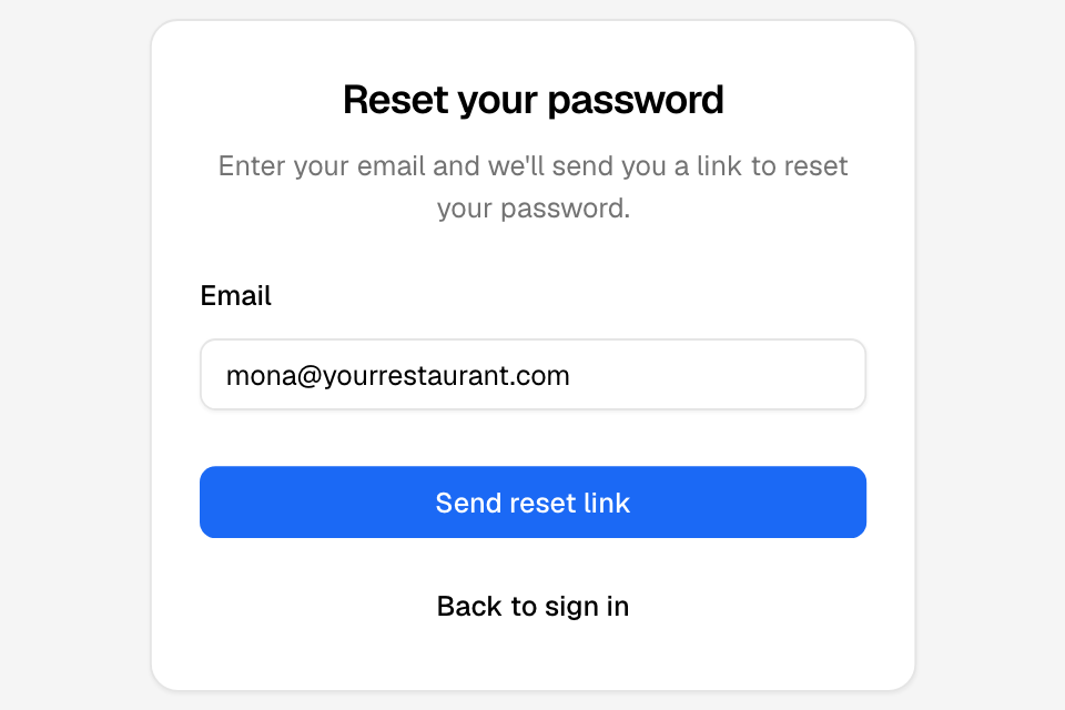 Asking for a reset link