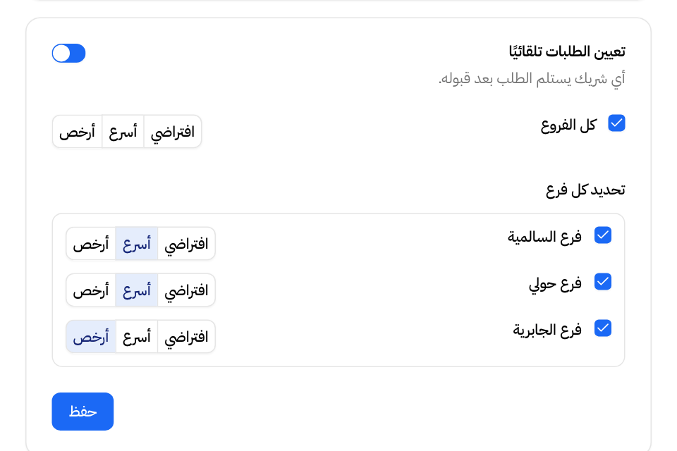 اختيار طريقة زيدا في انتقاء الشريك لكل فرع