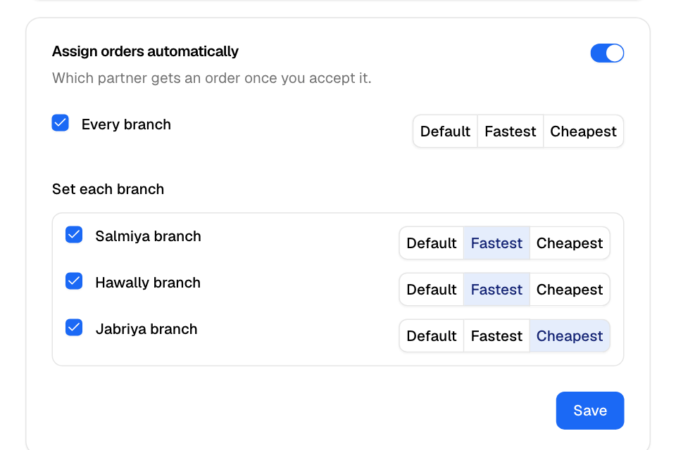 Choosing how Zyda picks a partner for each branch