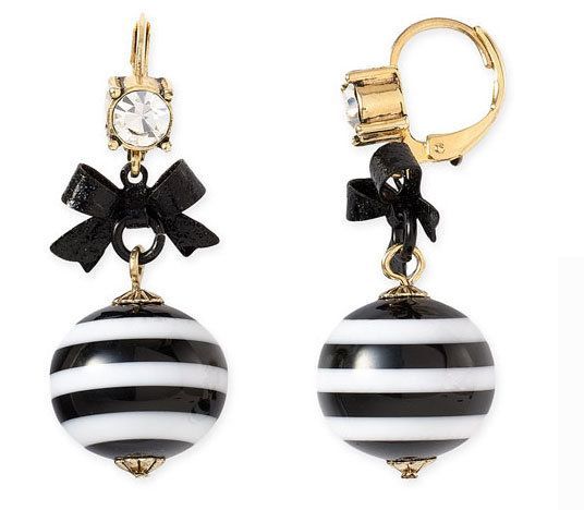 Betsey Johnson - Bow Drop Stripe Earrings