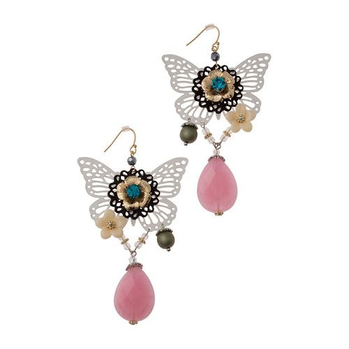 Soho Hearts - Pink Quartz Butterfly Earrings