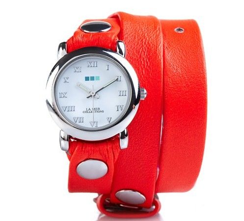 La Mer Collections - Ladies Bright Simple Wrap Watch - Neon Red