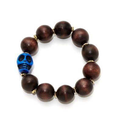 Yochi NY - Wood Skull Stretch Bracelet