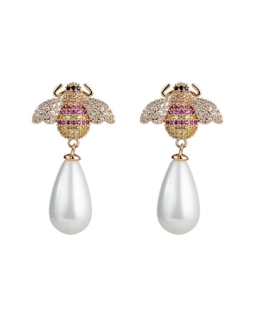 Eye Candy LA - Luxe White Pearl & Crystal Bee Drop Earrings