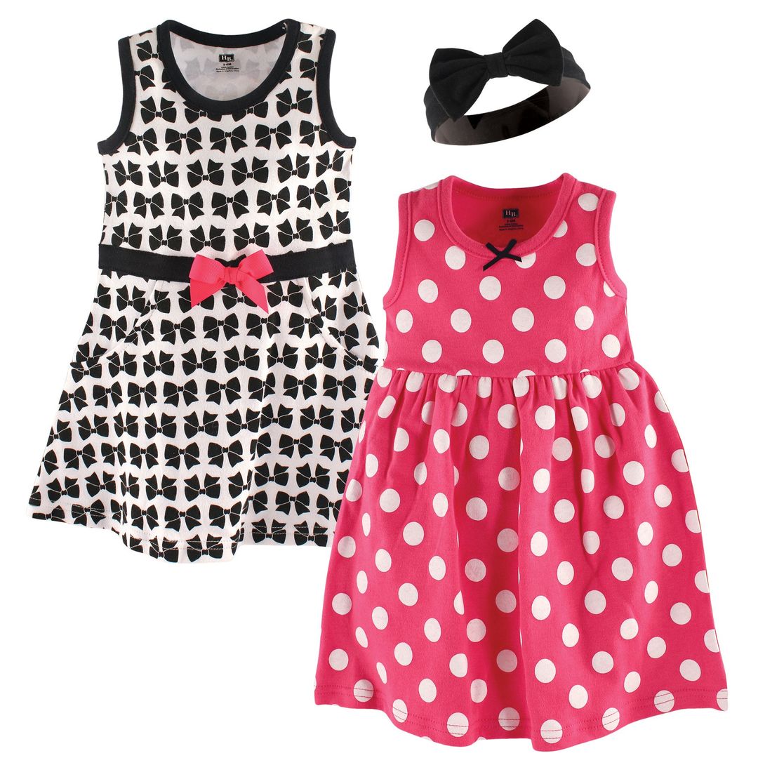 Black & Pink Dress & Headband Set
