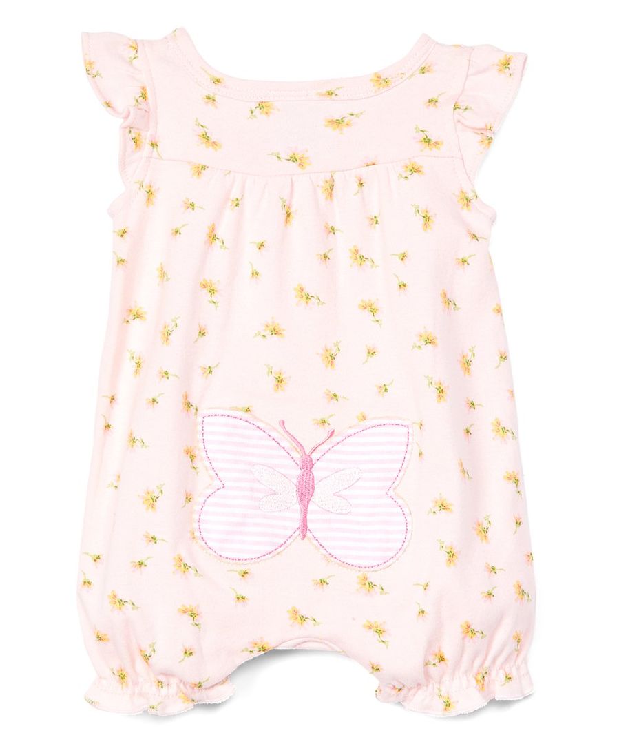 Butterfly Appliqué Angel-Sleeve Romper