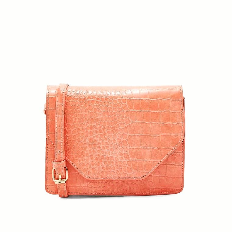 Coral Croco Crossbody Bag