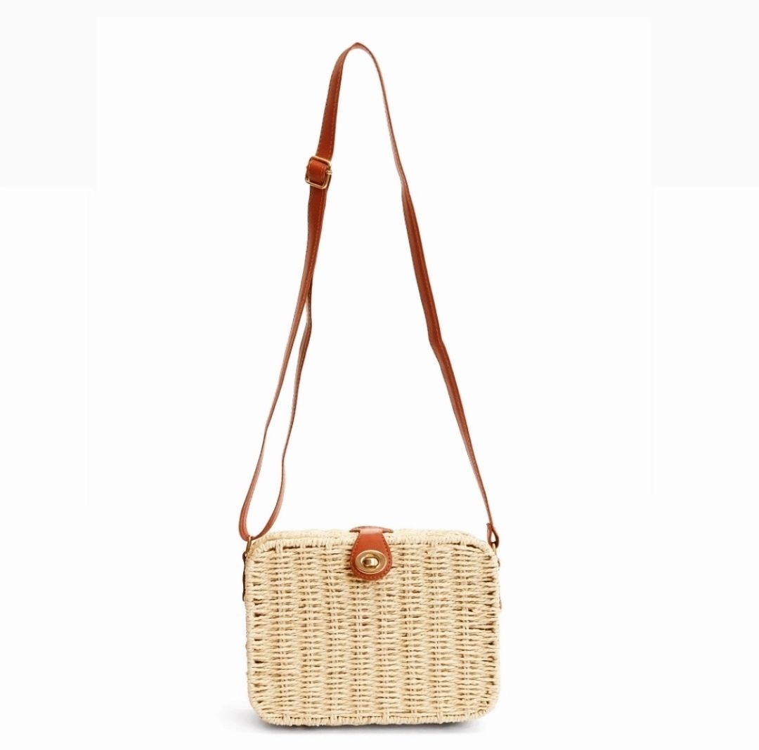 Straw Box Crossbody Bag