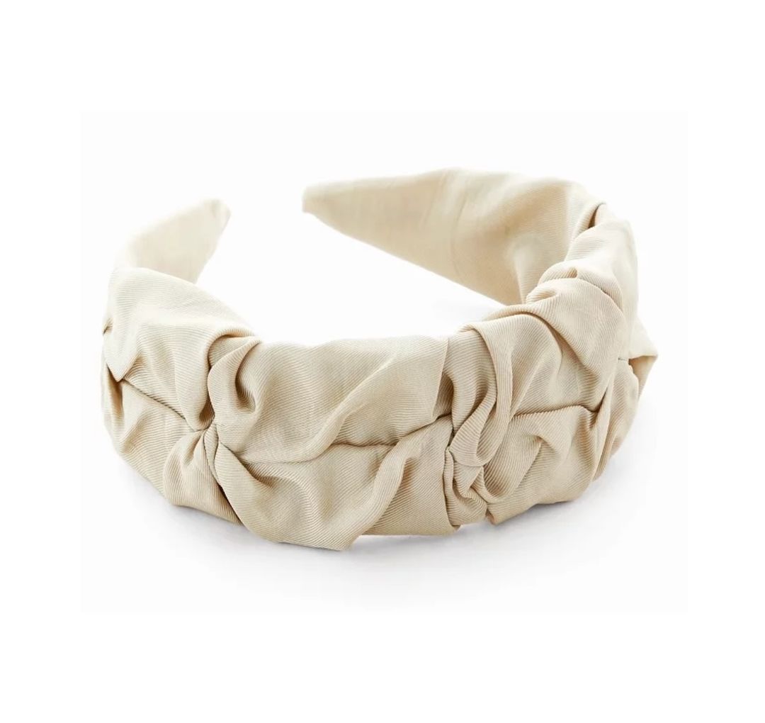 Handmade Ruched Headband - Beige