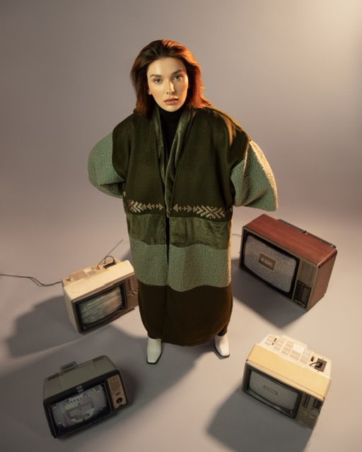 Fur bisht with embroidery