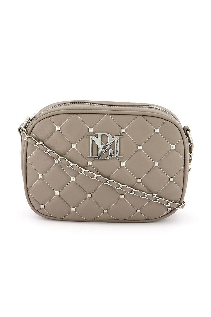 Badgley Mischka Studded Quilted Crossbody Bag - Taupe