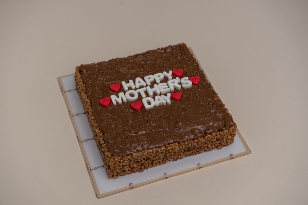 Giant chocolate crispies with writing
