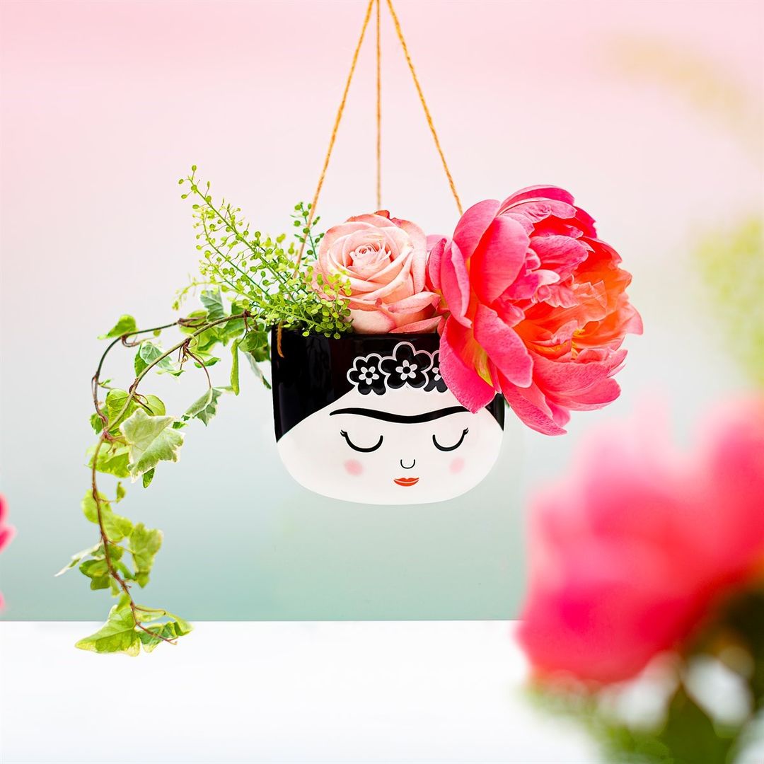 Frida Kahlo Monochrome Hanging Planter