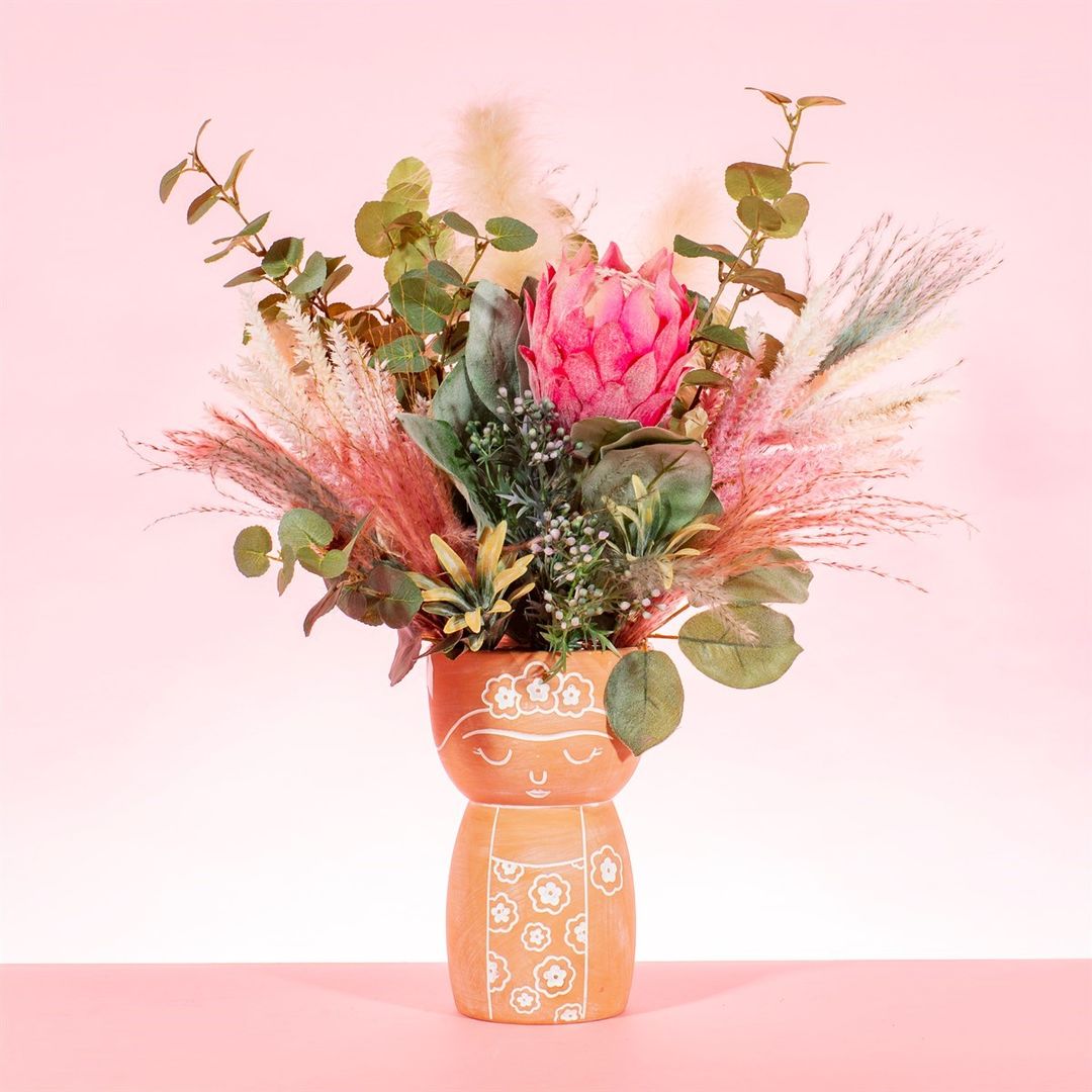 Frida Kahlo Terracotta Vase