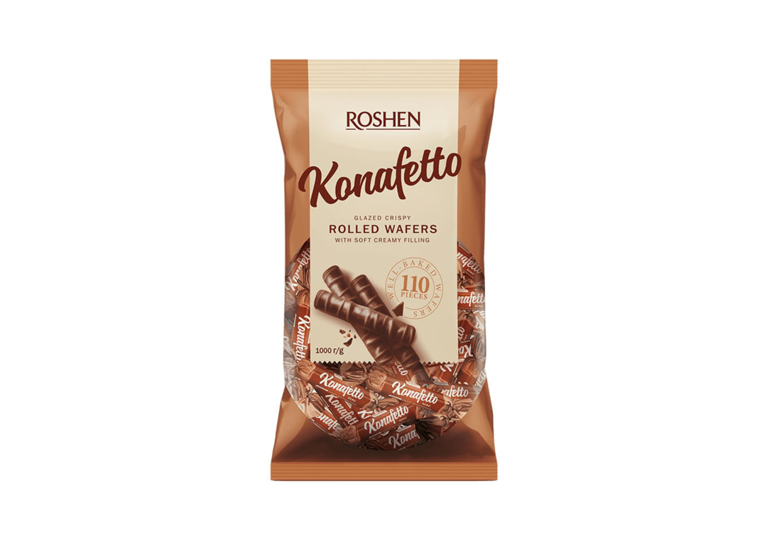 Roshen Konafetto Wafer Roll with Chocolate Cream filling 1kg (110 Pieces)