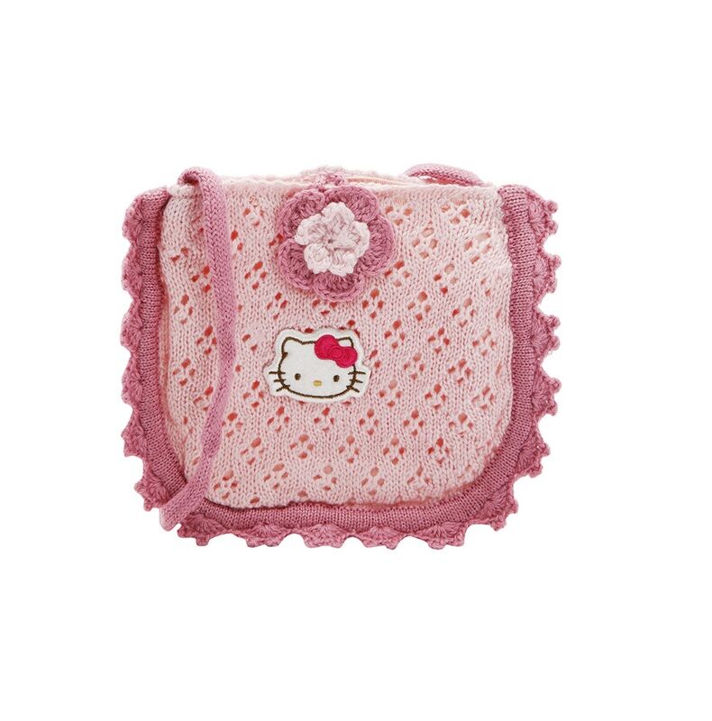 Hello Kitty Wool Flower Soft Woven Details Shoulder Bag