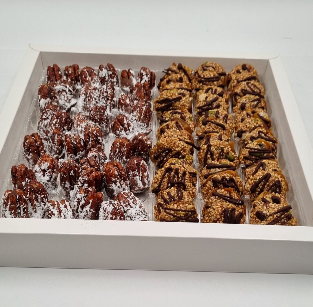 Box of mixed pecanized and sesame sweets
