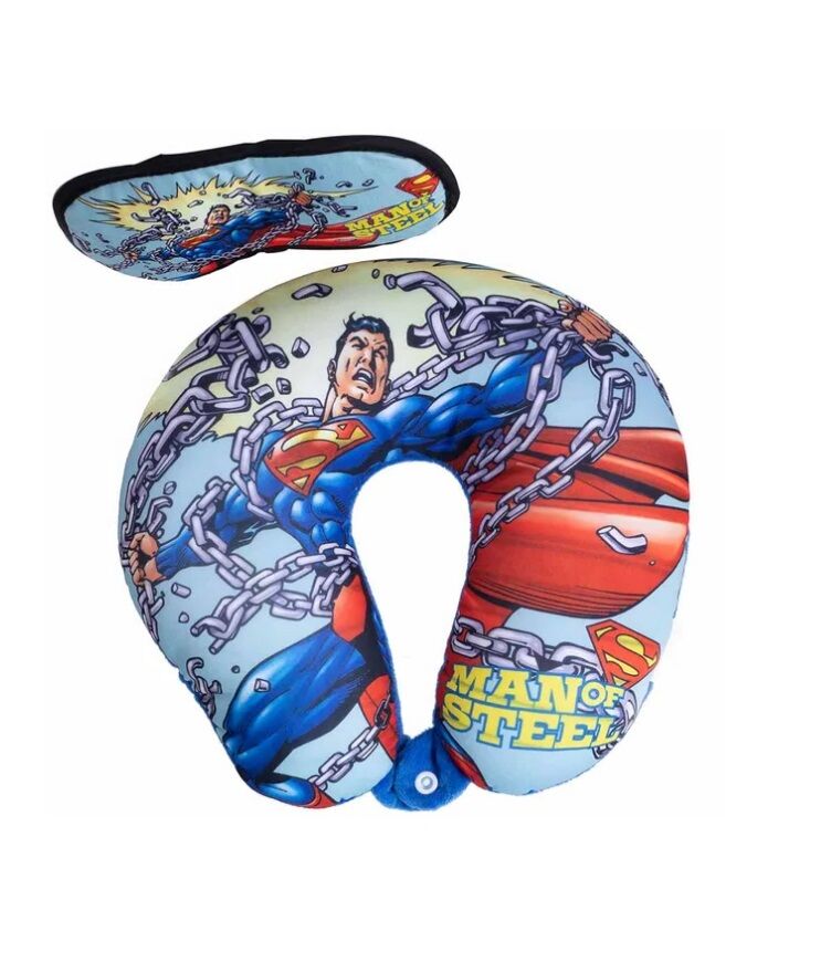 Superman 2PCS Neck Pillow & Eye Mask Set For Kids