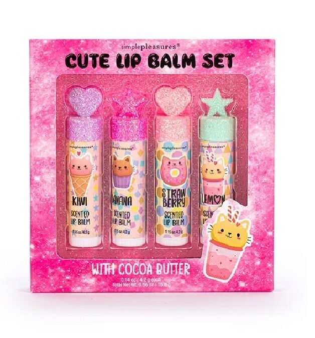 4 PCS Scented Cute Lip Balm Set - Fruits