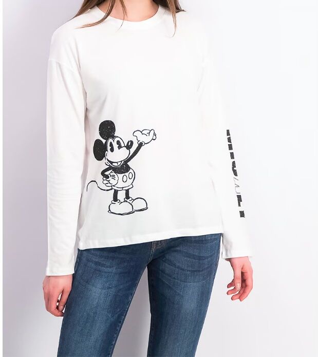 Mickey Mouse Long Sleeves Graphic Print Top