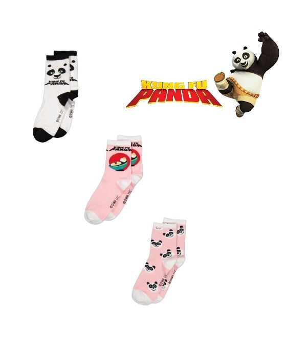 Kung Fu Panda Women 3 Pair Graphic Printed High Socks