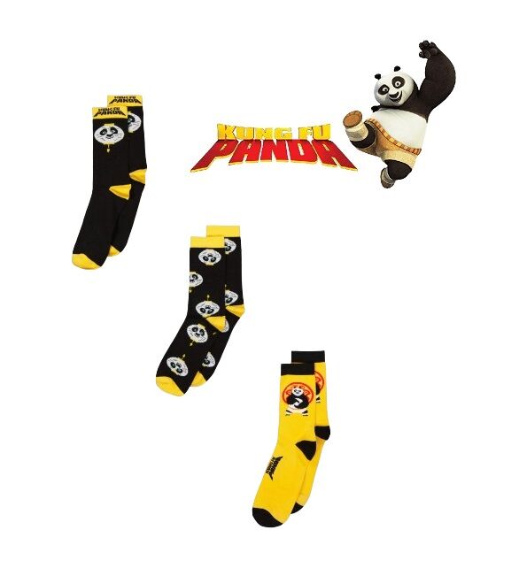 Kung Fu Panda Men 3 Pair Graphic Printed High Socks
