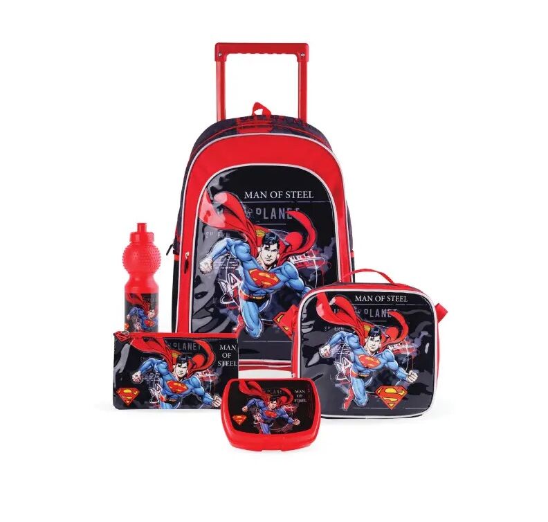 Superman School Trolley Backpack 5 PCS Set