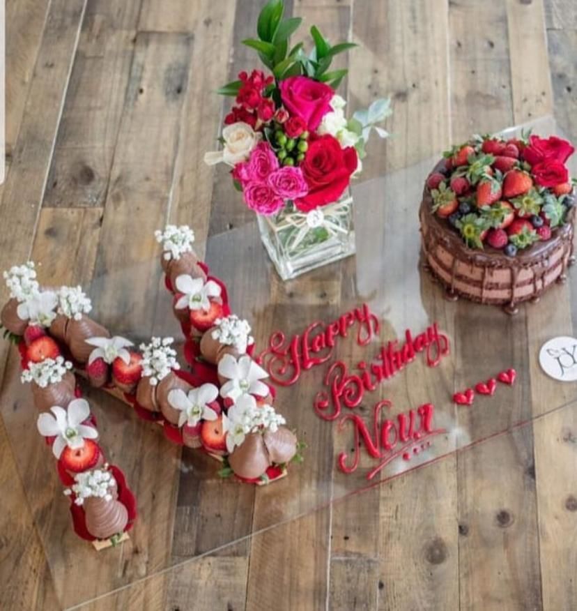 Mix letter with choco berry cake
