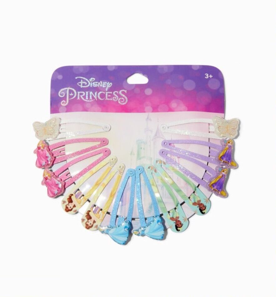 Disney Princess Glitter Hair Clips - 12 PCS