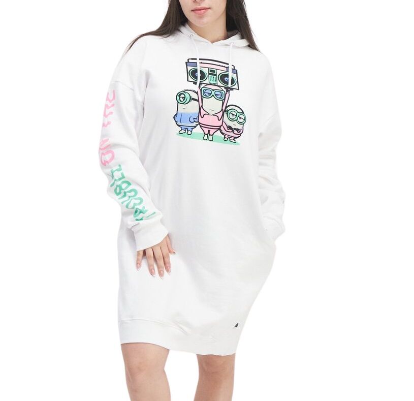 Minions Long Hooded Sweater Dress - White