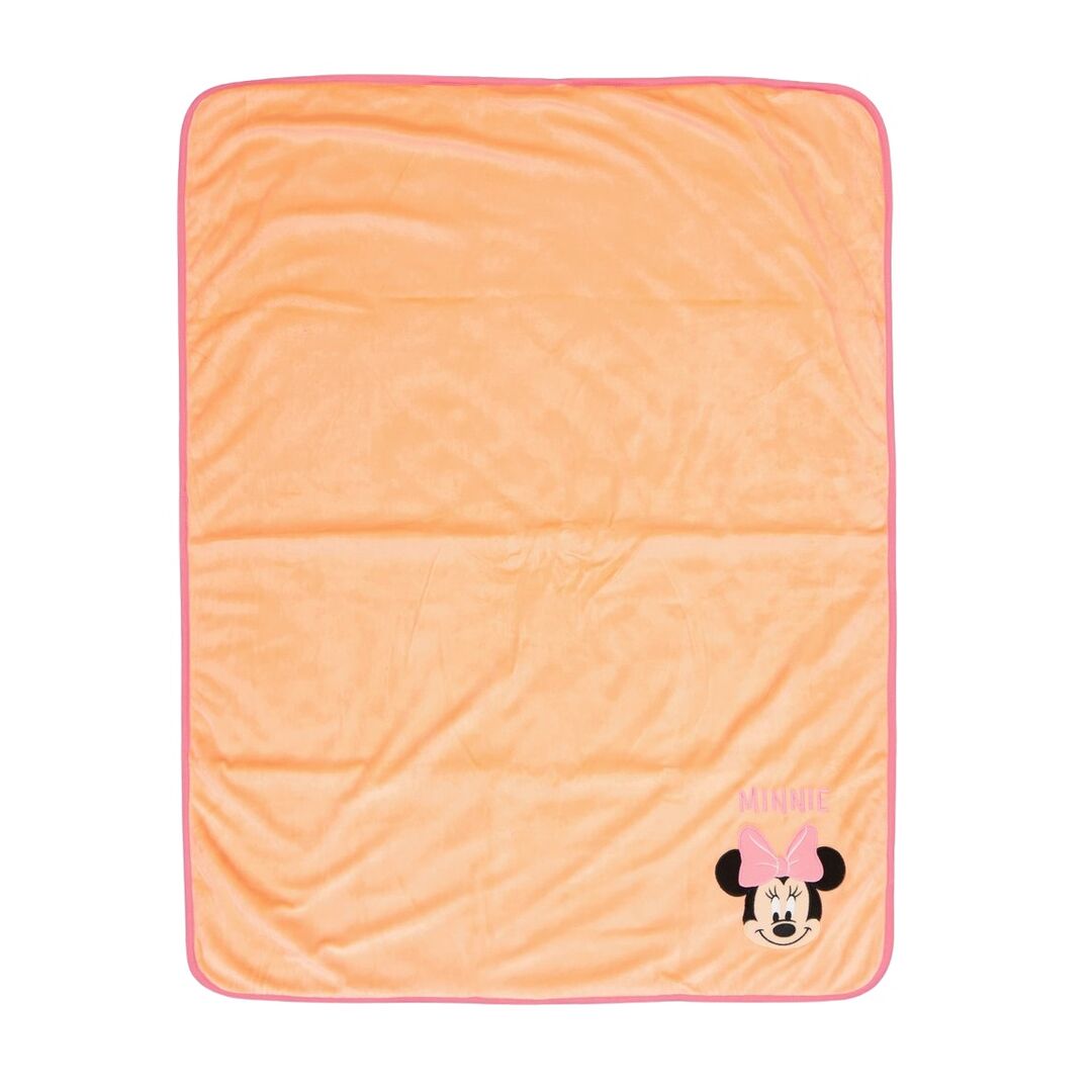 Minnie Mouse Coral Fleece Embroidered Blanket - Peach