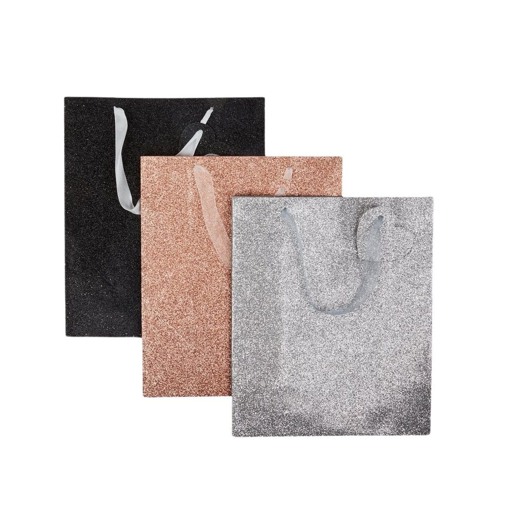 3 Glittered Paper Gift Bags