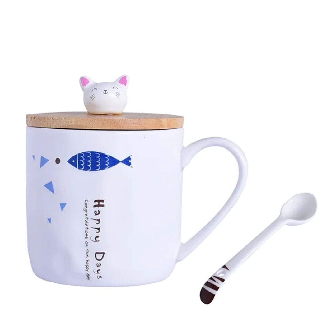 Kitty Coffee Mug, Cover & Spoon - 380 ml