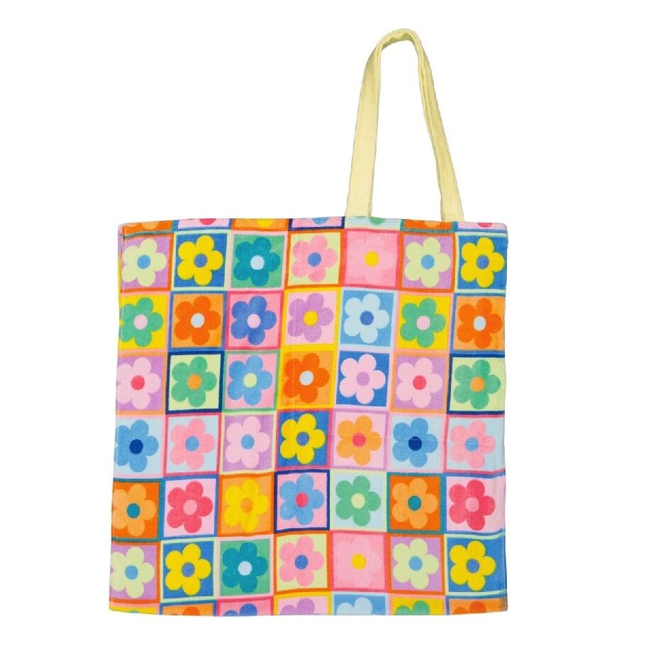 Floral Beach Towel in Tote Bag