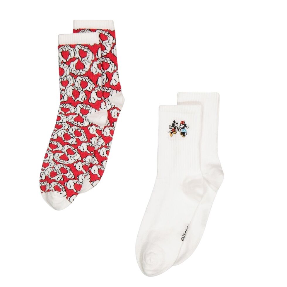 Mickey & Minnie Mouse 2 Pairs Crew Socks