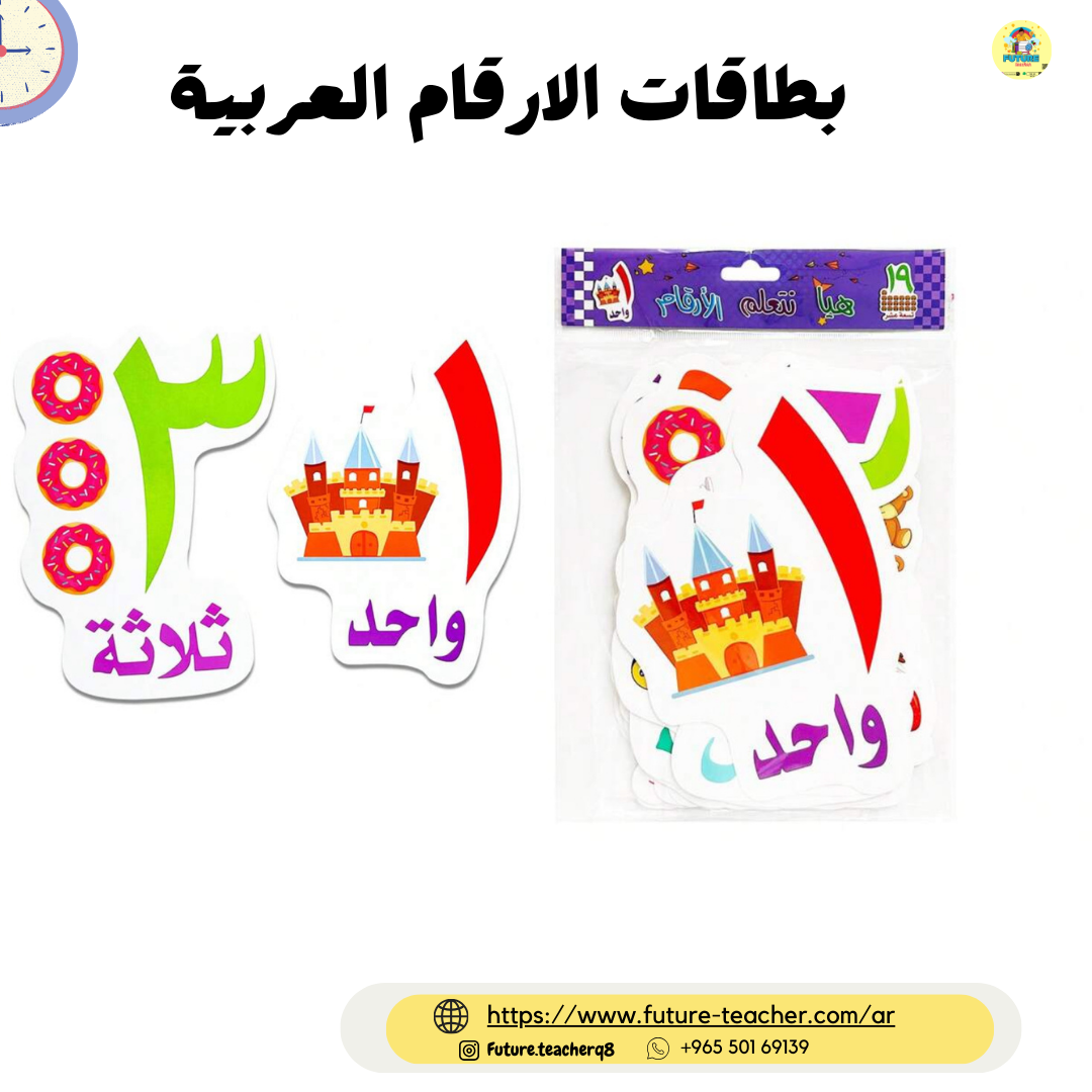 بطاقات الارقام العربية وصور عناصر