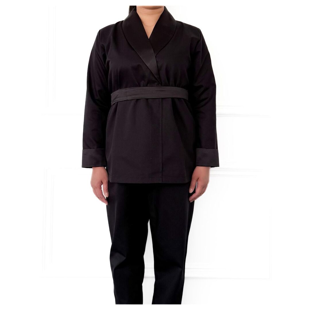Satin Trimmed Cotton Set with Detachable Belt