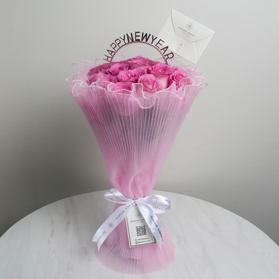 New Year Pink Bouquet H27