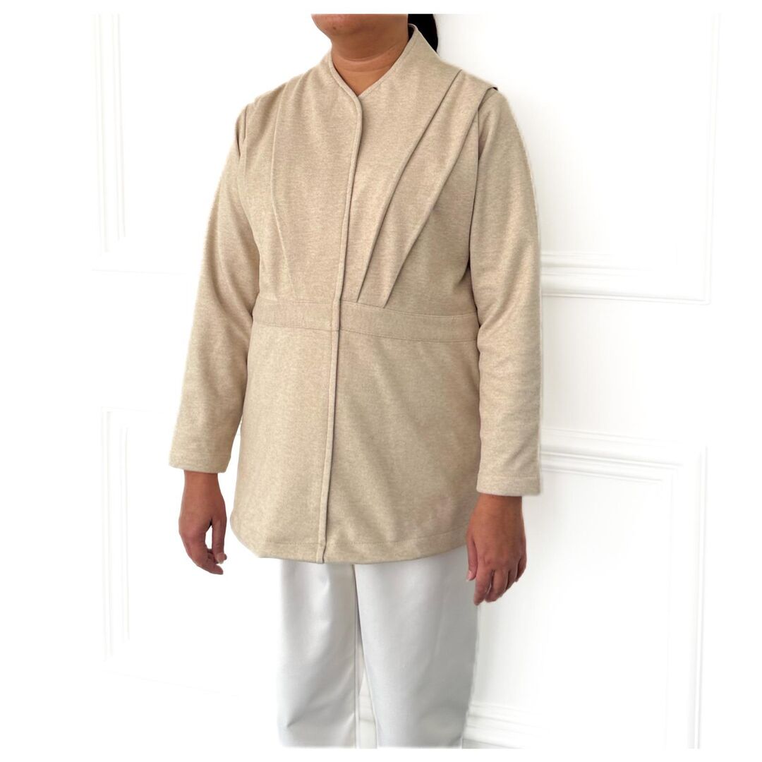 Pleated soft wool top/cotton bottom