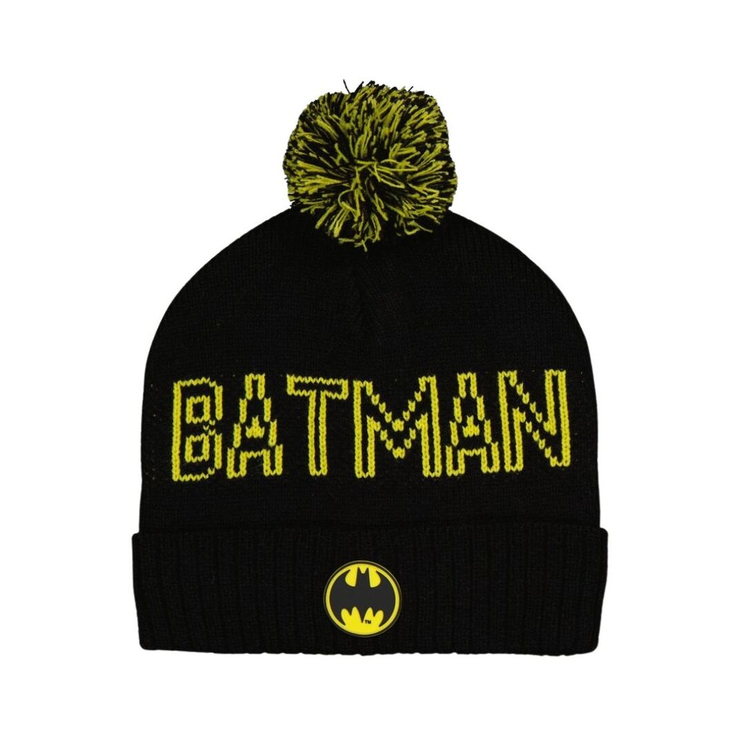 Batman Knitted Beanie With Pom Pom