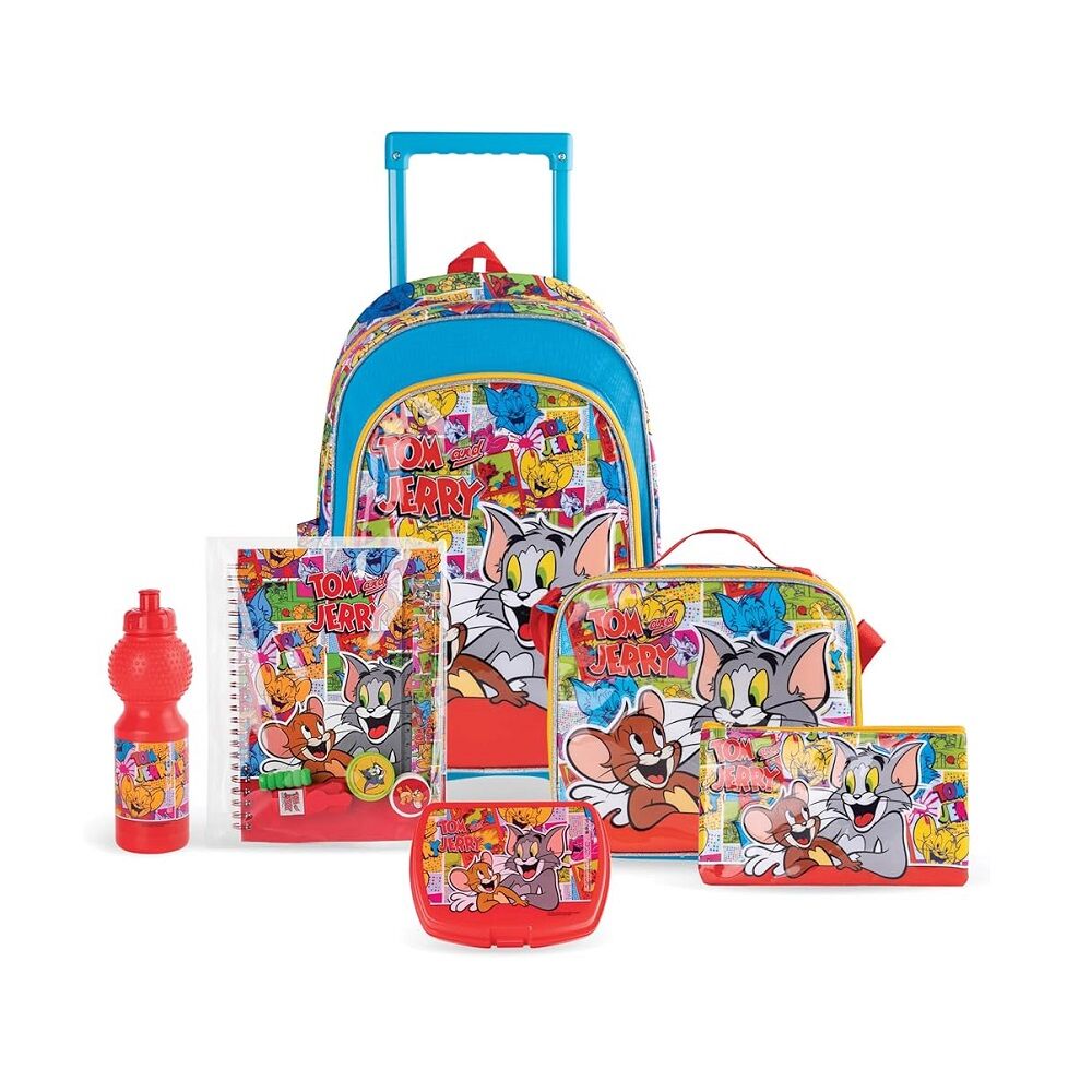 6 In 1 Tom And Jerry Trolley Backpack Set