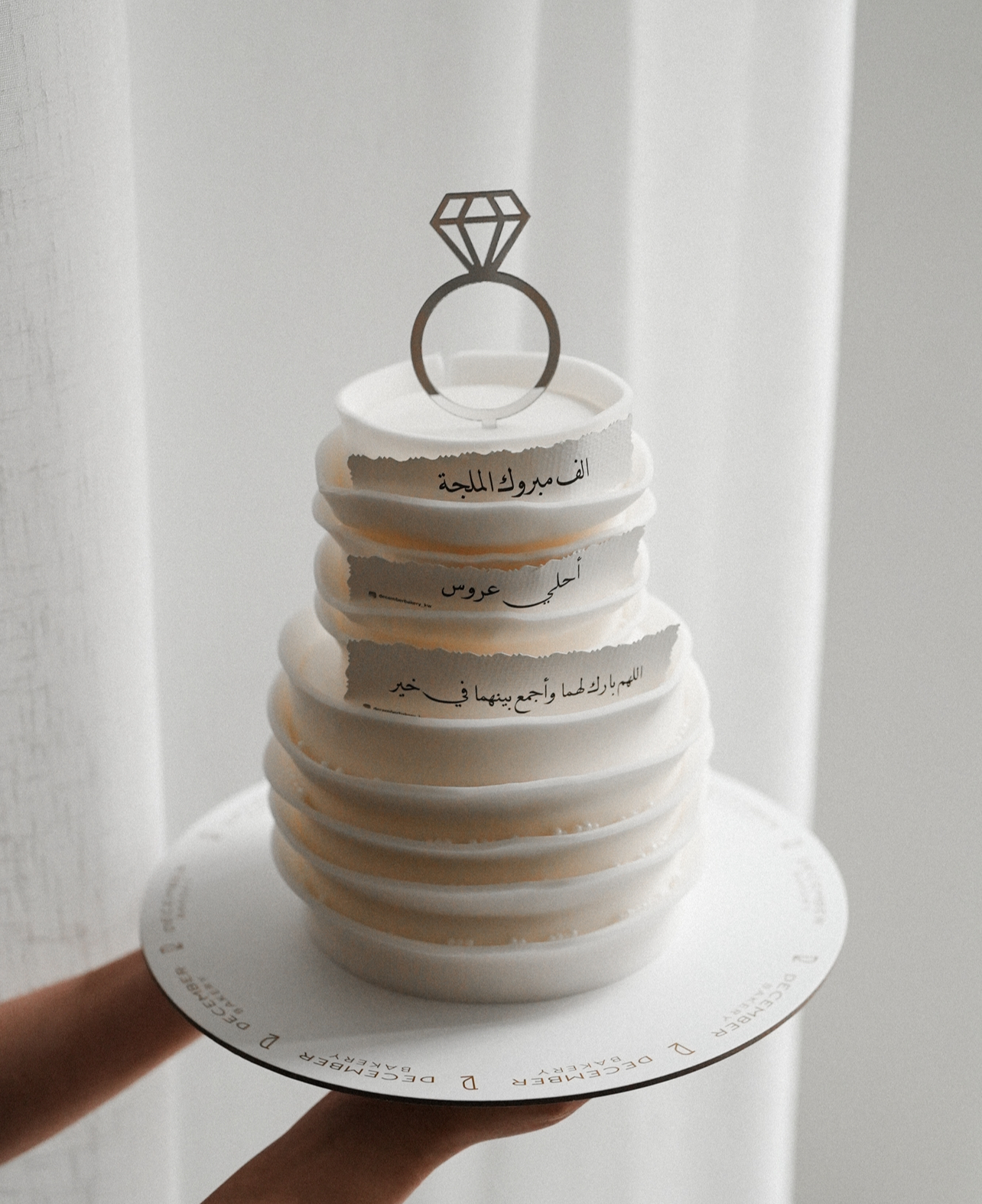 Double Layer Cake w/ 3 toppers & Ring Silver