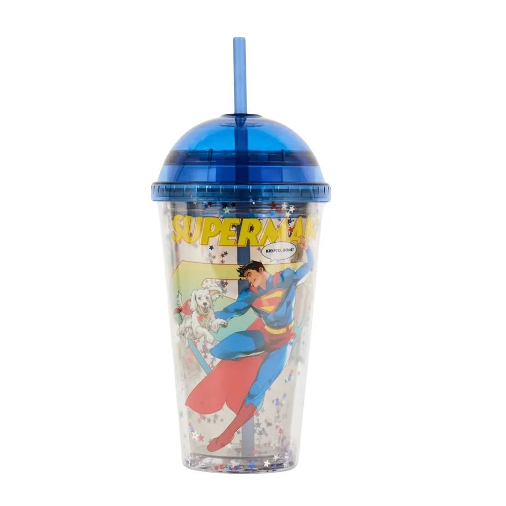 Superman Plastic Tumbler With Straw