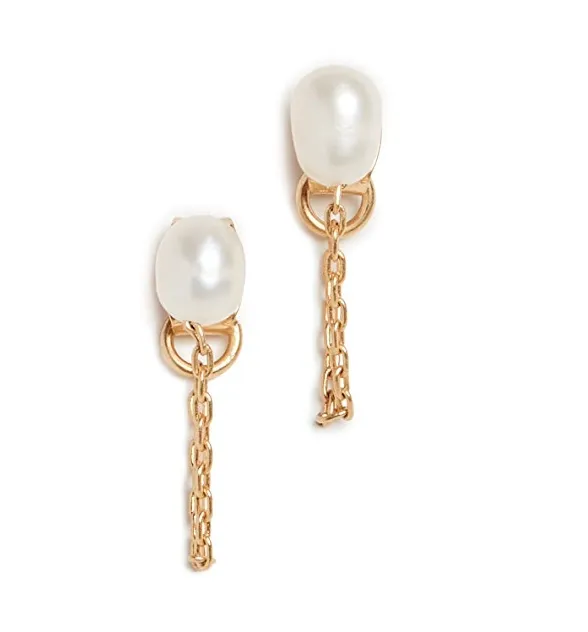 Madewell - Freshwater Pearl Chain Stud Earrings